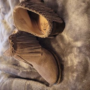 Freebird by Steven Lucy Fringe Suede Mule Bootie Size 8